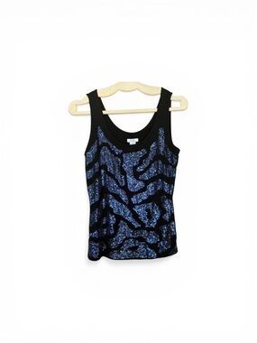 Sequin Animal-Print Tank Top - Black & Blue